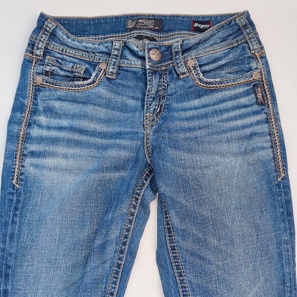 Silver Jeans Suki Mid Skinny Super Stretch denim blue women's size W28 / L31 - Picture 2 of 15